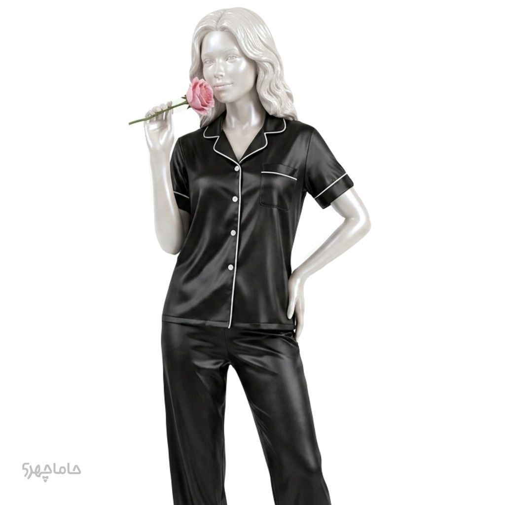 Short-sleeved shirt and pants ست پیراهن آستین کوتاه با شلوار ساتن
