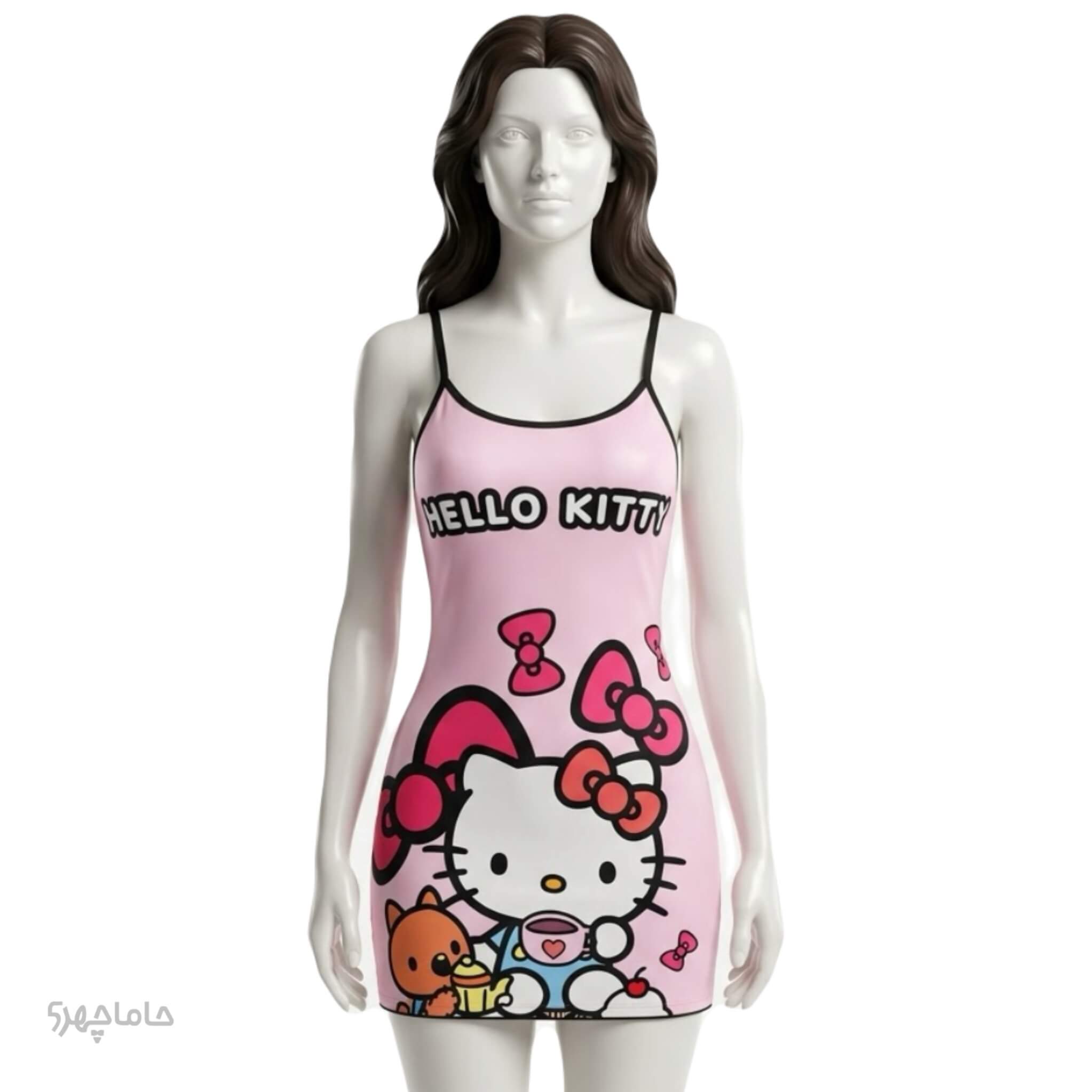 لباس خواب کوتاه hello kitty لباس خواب کوتاه صورتی طرح هلو کیتی (Hello Kitty) - تصویر 1